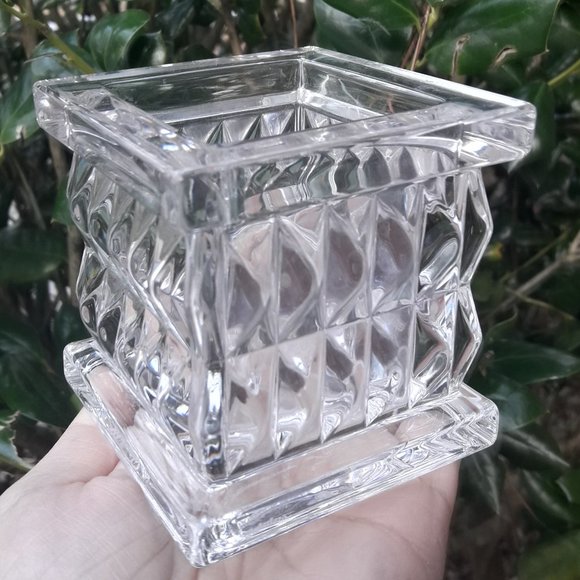 Crystal Vase Waterford Square Diamond Cut Clear Glass Marquis - Picture 3 of 16